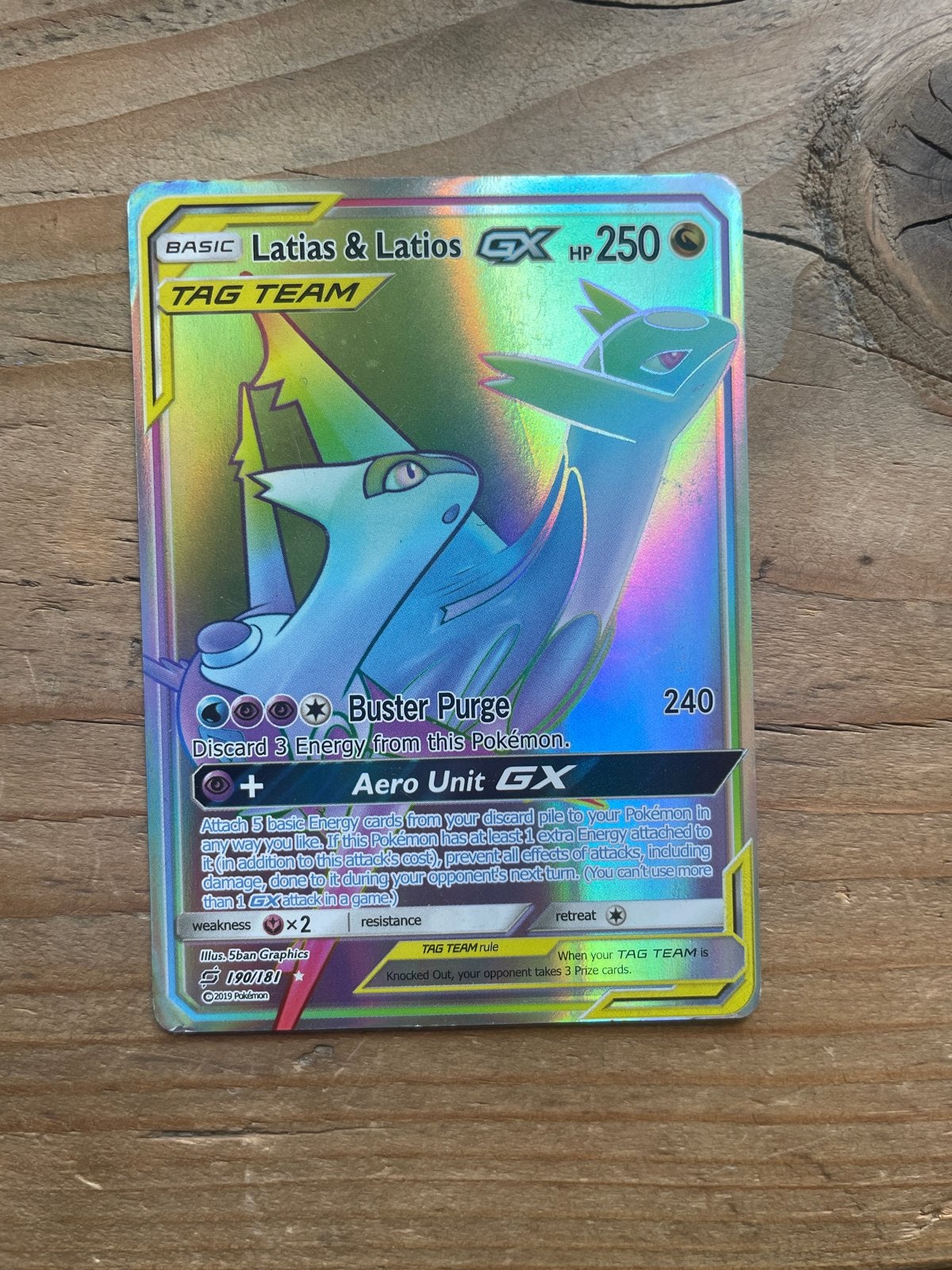 Latias & Latios GX Tag Team Pokémon Kaart (Foil), Ophalen of Verzenden, Gebruikt, Losse kaart, Foil