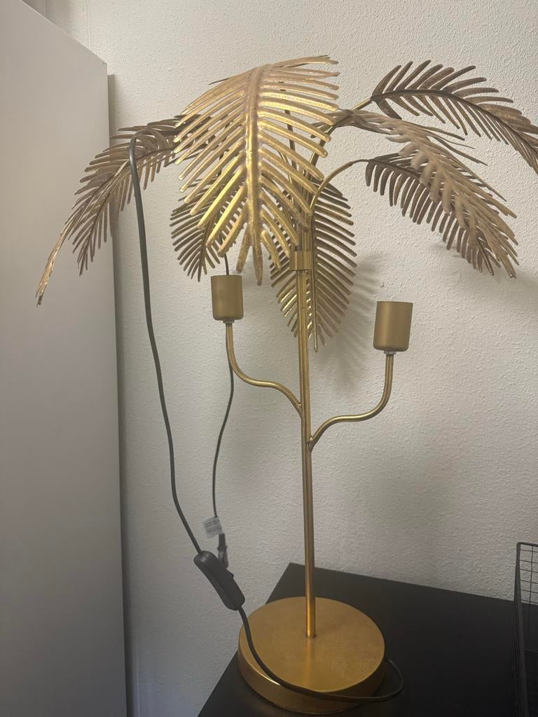 Gouden metalen palmboom vloerlamp, Ophalen of Verzenden, Zo goed als nieuw, Metaal, 75 cm of meer