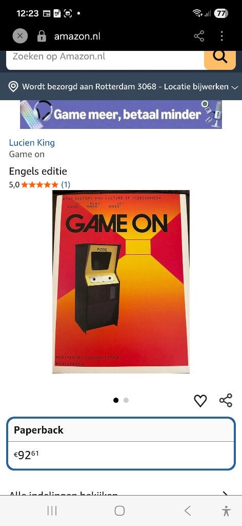 boek  "Game On:The History and Culture of Video Games",, 1 speler, Ophalen of Verzenden, Avontuur en Actie, Vanaf 3 jaar