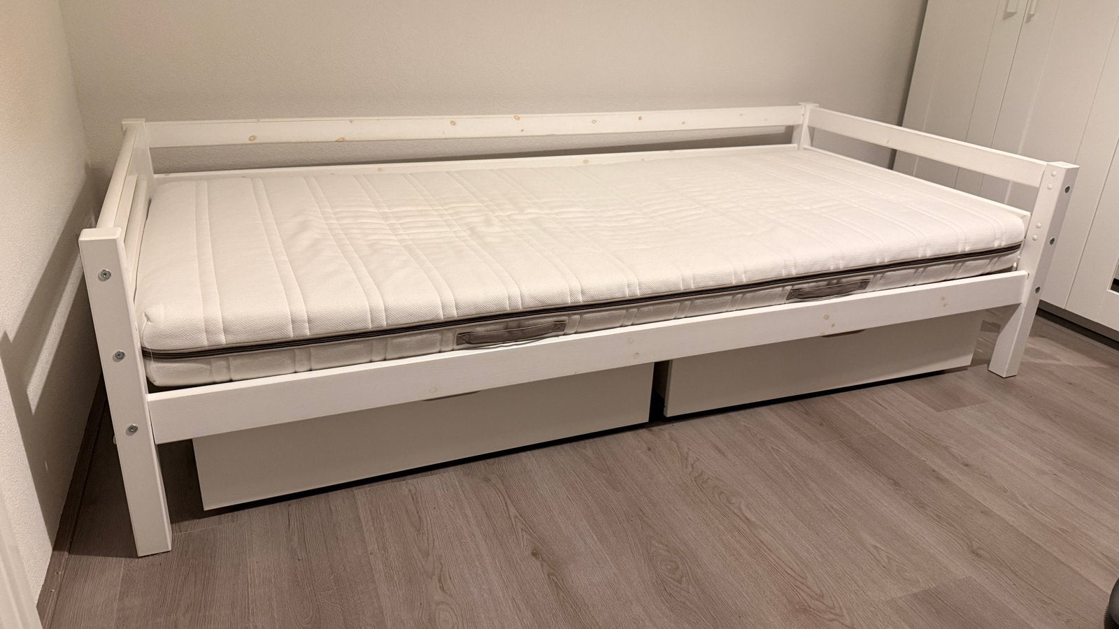Hoppekids bed 90x200 met lades en matras, Ophalen, Gebruikt, 90 cm, Eenpersoons