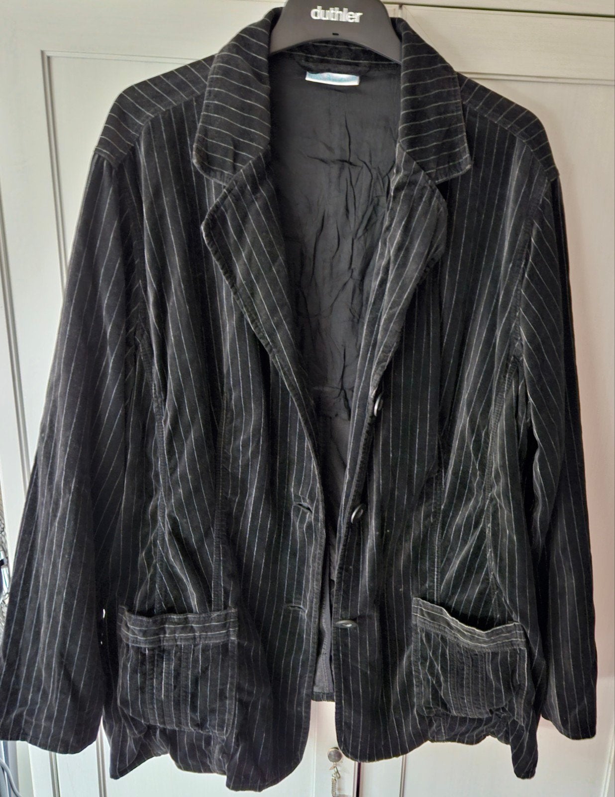 Zwart jasje met witte streep, Kleding | Dames, Grote Maten, Ophalen of Verzenden, Zo goed als nieuw, Zwart, Jasje of Colbert