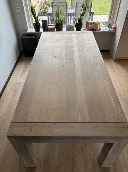 Massief houten eettafel 220x100, Huis en Inrichting, Ophalen, Gebruikt, 100 tot 150 cm, Eikenhout