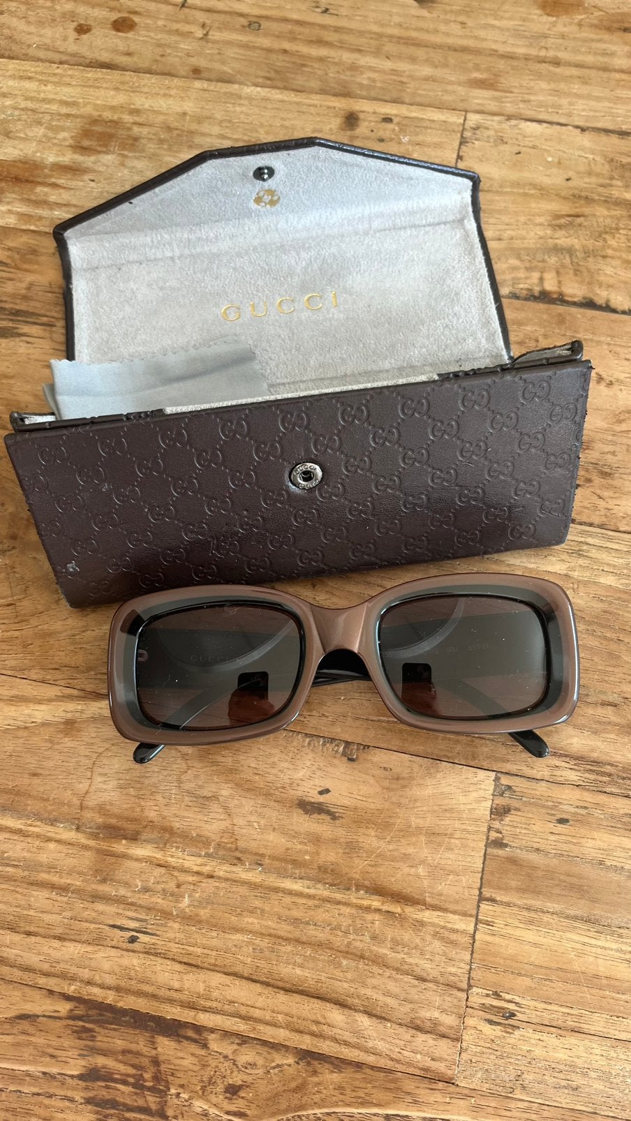 Vintage Gucci GG 2407/S 6BJ zonnebril, Overige merken, Zonnebril, Bruin, Ophalen of Verzenden