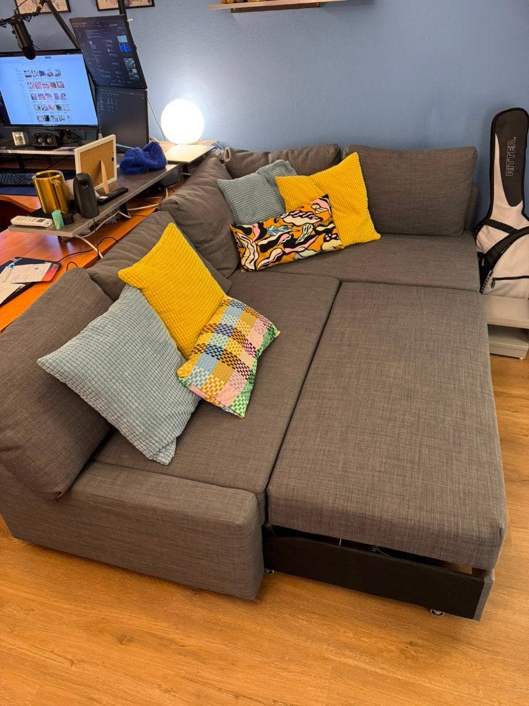 IKEA Friheten Slaapbank Hoekbank met opslag, Ophalen, Tweepersoons, 140 cm, Zo goed als nieuw