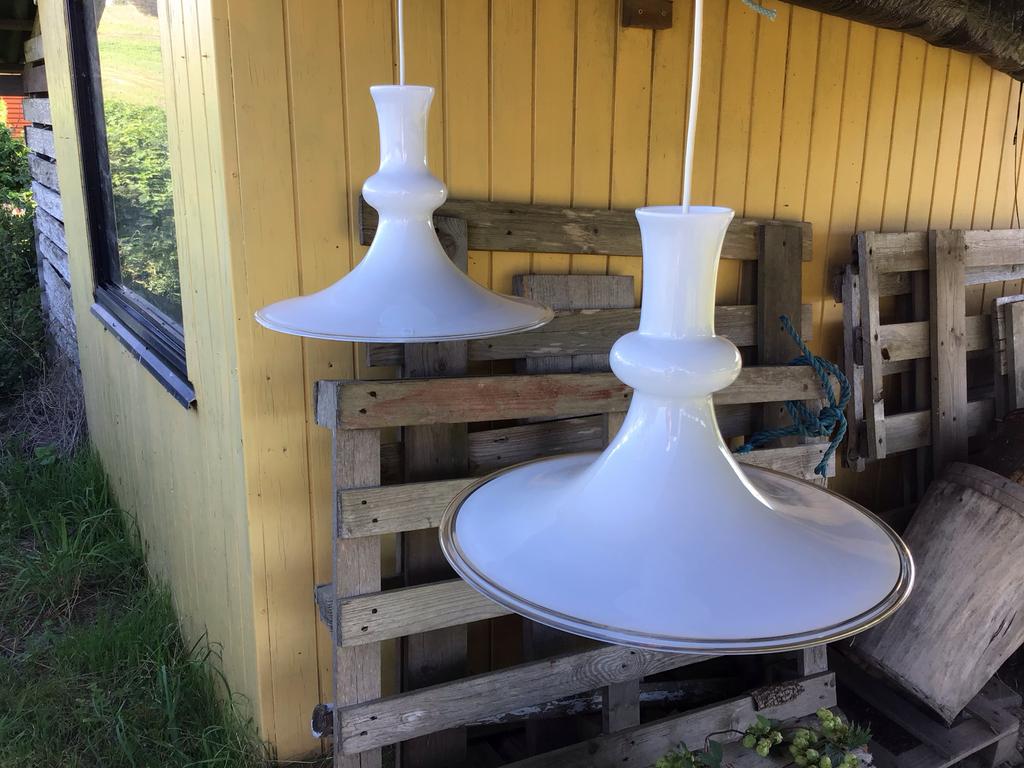 Holmegaard Etude hanglamp, (Scandinavisch) prijs twee stuks., Huis en Inrichting, Ophalen of Verzenden, Gebruikt, Glas, Minder dan 50 cm