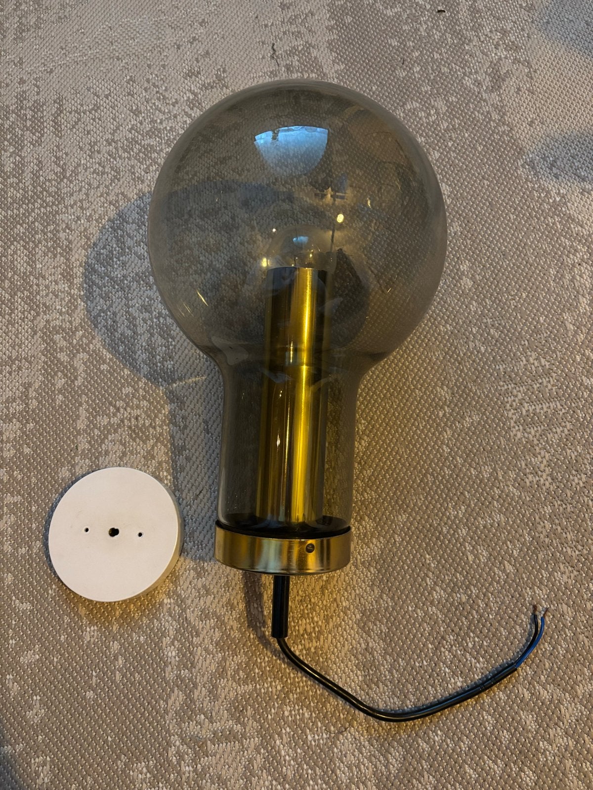 Vintage Raak Amsterdam hanglampen, glazen bol, metaal, Huis en Inrichting, Lampen | Hanglampen, Ophalen, Gebruikt, 50 tot 75 cm