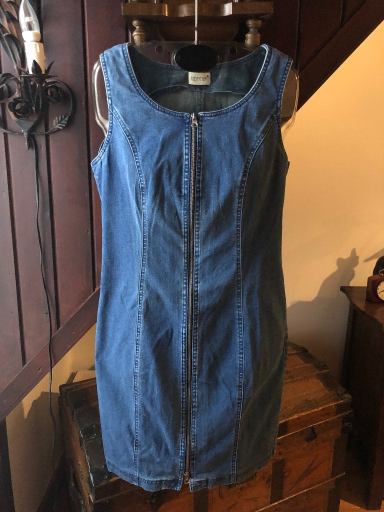 Jeans jurk vintage stretch spijkerjurk Together maat 40, Maat 38/40 (M), Blauw, Together, Ophalen of Verzenden