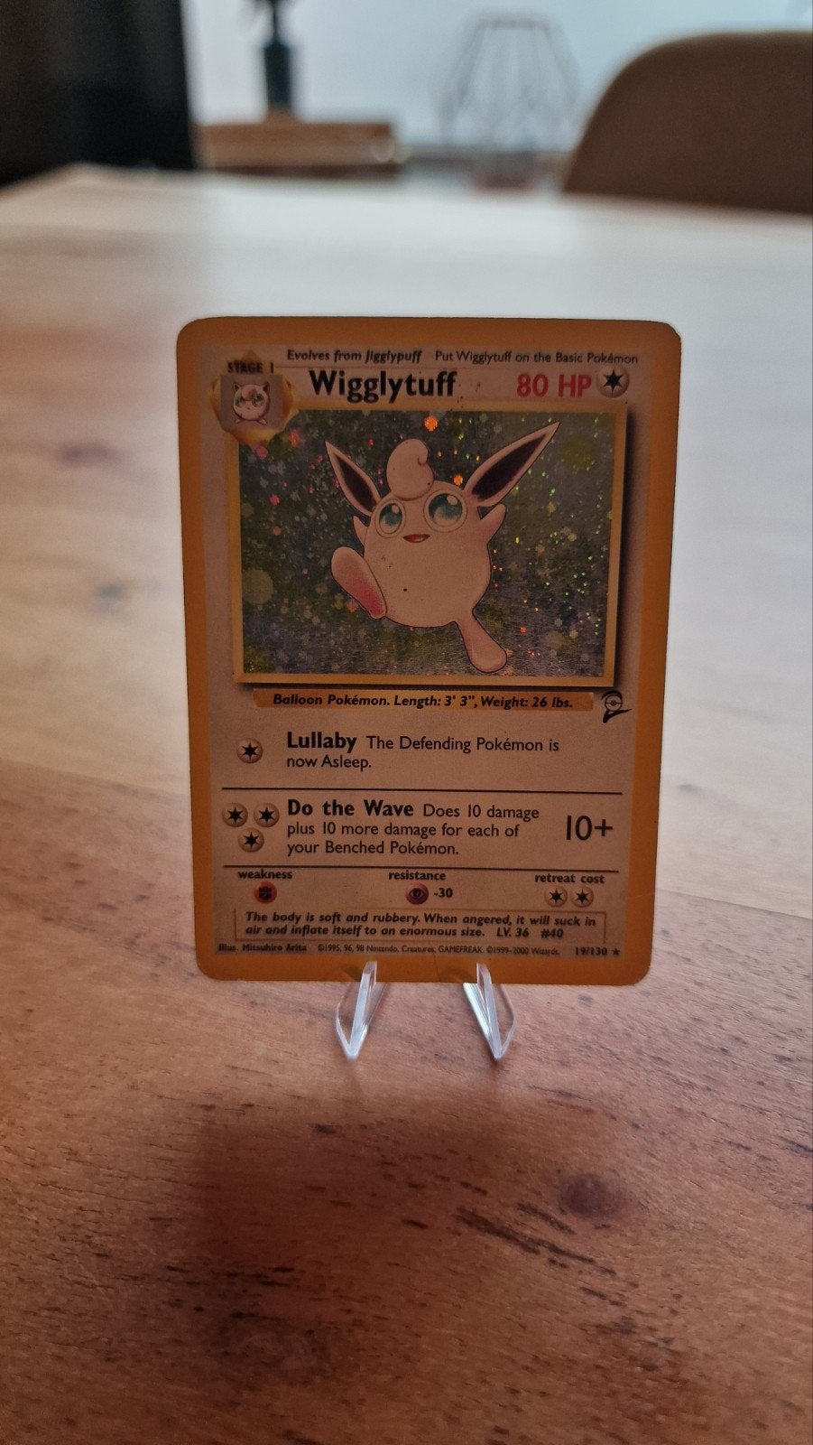 Wigglytuff 19/130 Holo Pokémon kaart - Lichte beschadiging, Ophalen of Verzenden, Gebruikt, Losse kaart, Foil