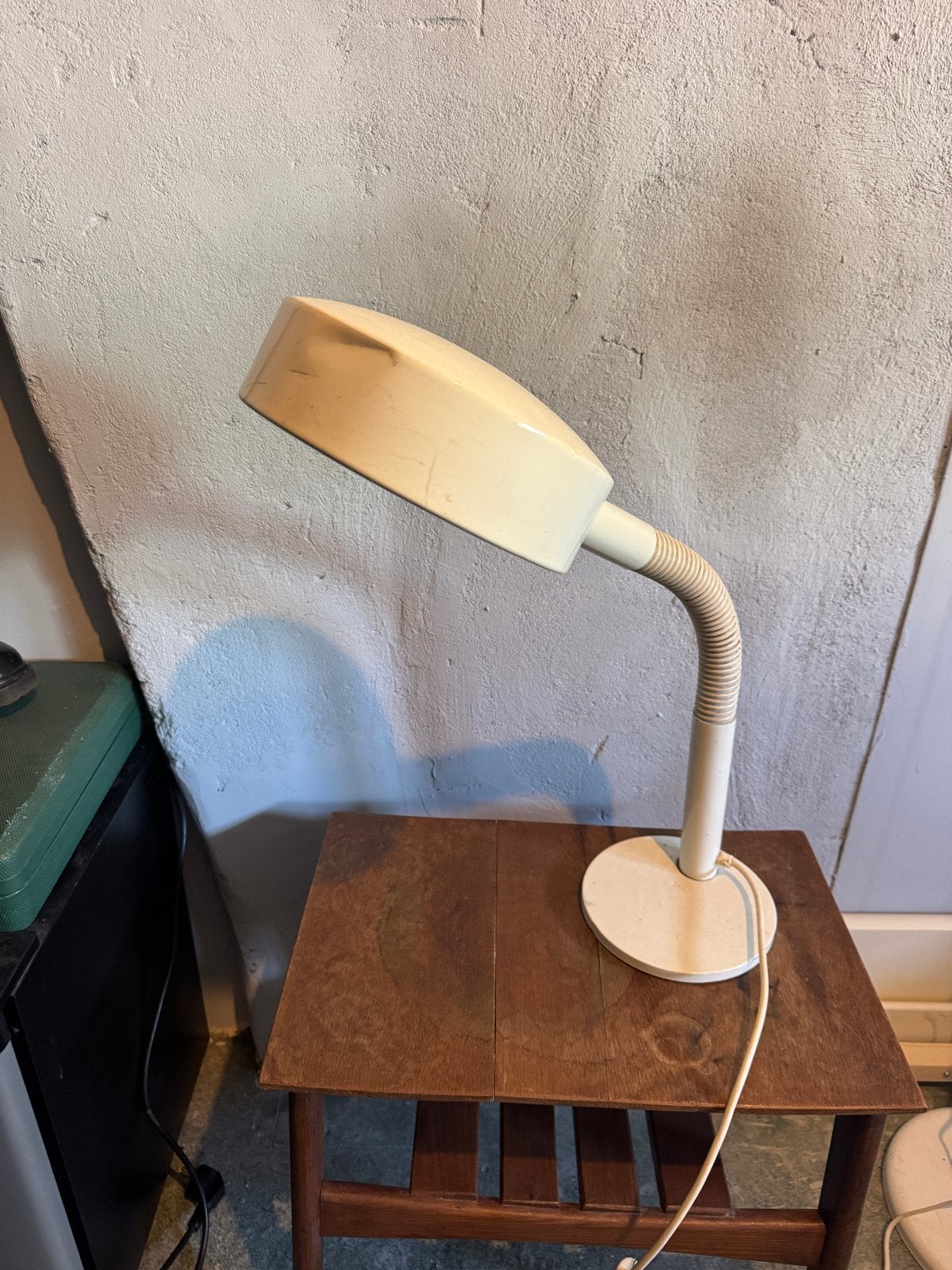Vintage bureaulamp met flexibele arm en deuk, Gebruikt, Vintage, E27 (groot), Ophalen