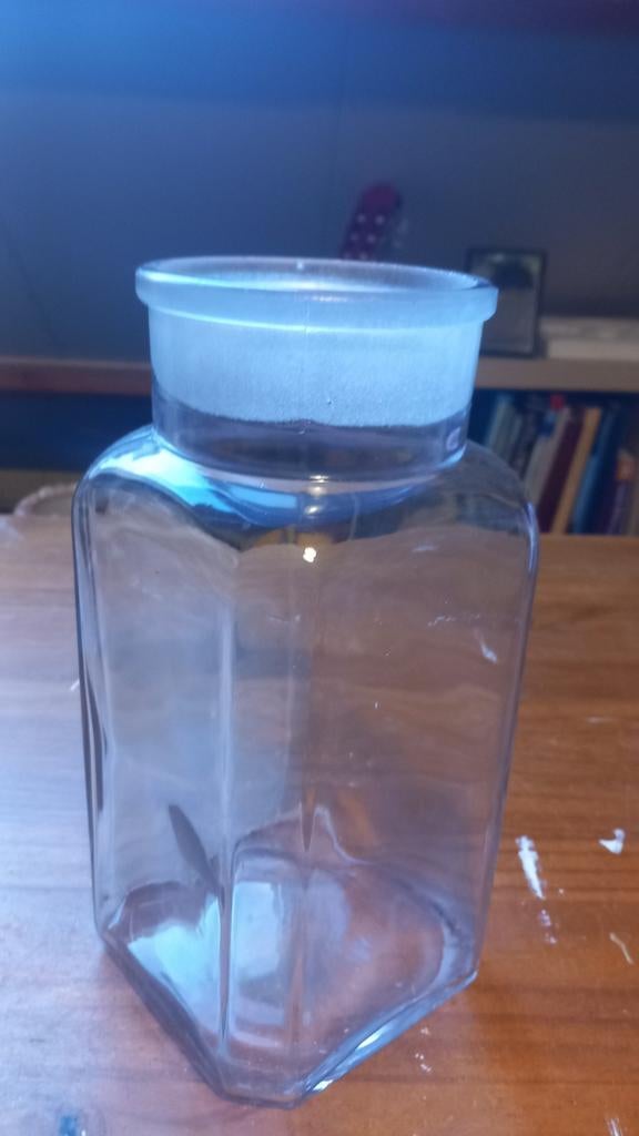 Glazen fles met stop - Vierkant model, Antiek en Kunst, Ophalen