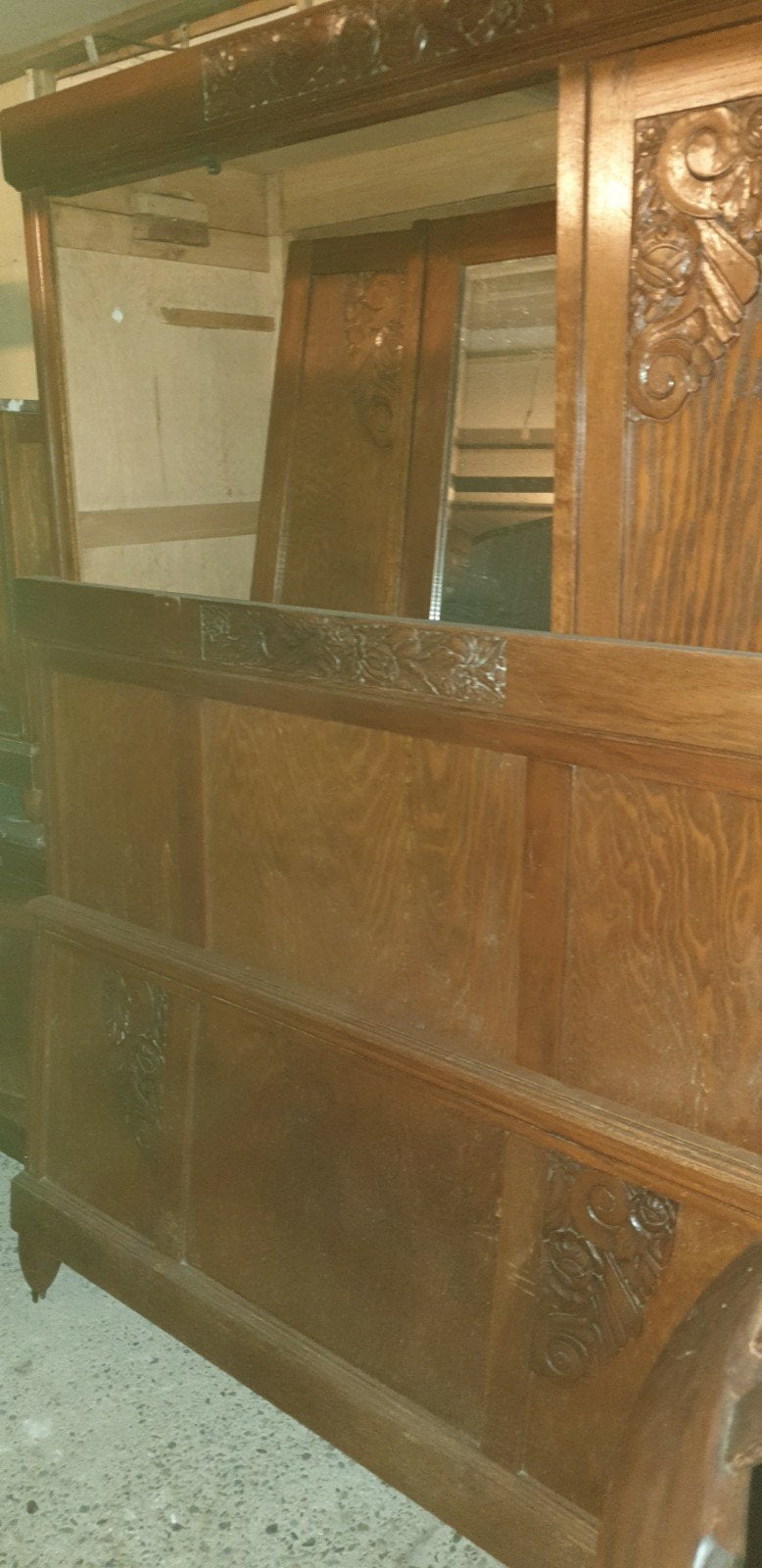 Art Deco Slaapkamer Set - Eikenhout met Marmer, Huis en Inrichting, Ophalen