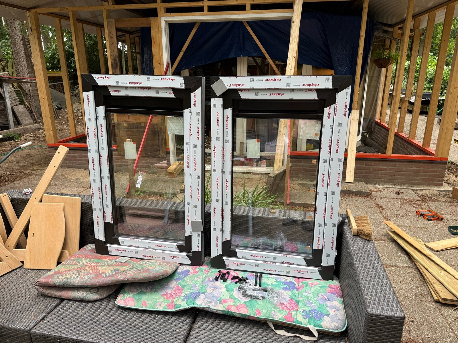 Nieuwe Aluplast Kunststof Draaikiep Kozijnen 700x1100mm, Doe-het-zelf en Verbouw, Ophalen, Gevelraam of Ruit, Minder dan 80 cm