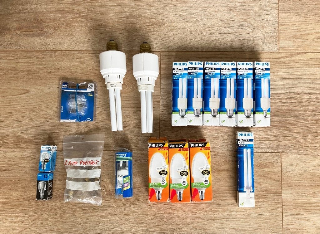 Partijtje losse lampen, Ophalen of Verzenden, Zo goed als nieuw, E27 (groot), Spaarlamp
