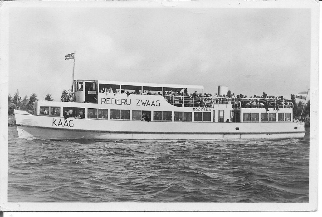 Oude ansichtkaart Rederij Zwaag 'Kaag' salonboot, Ophalen of Verzenden, 1940 tot 1960, Gelopen