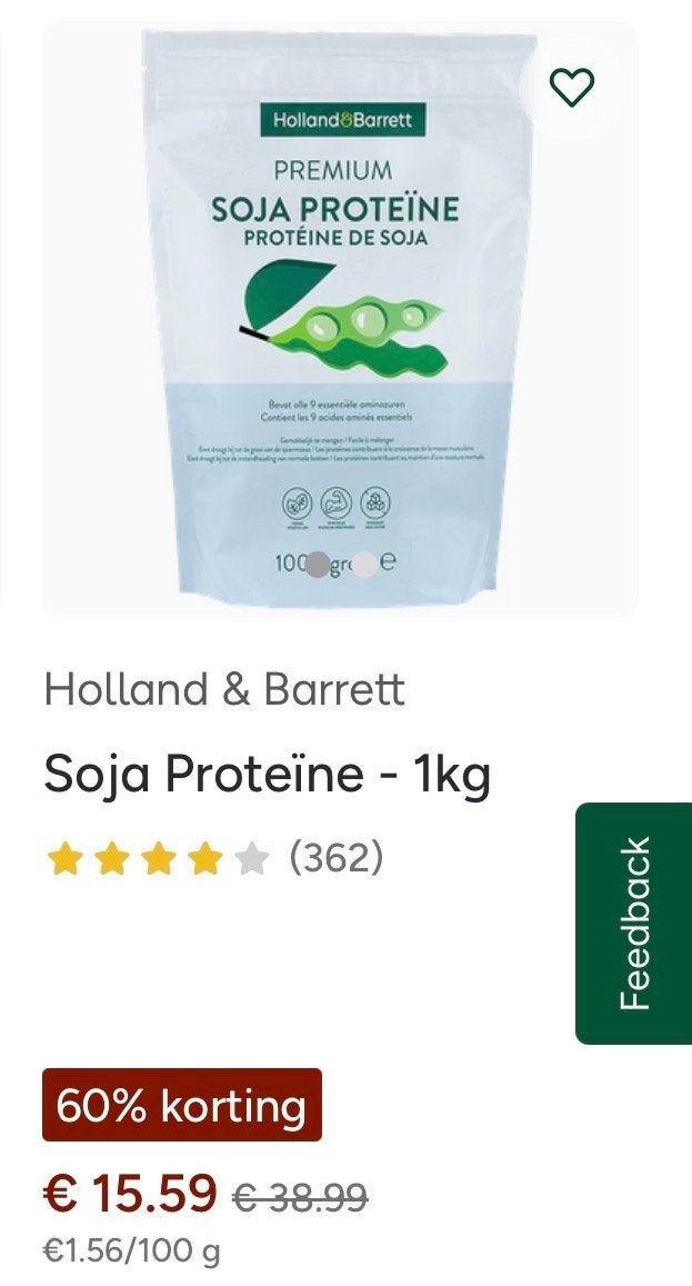 2x Holland & Barrett Soja Proteïne - 1kg (Nieuw), Sport en Fitness, Gezondheidsproducten en Wellness, Ophalen of Verzenden, Nieuw