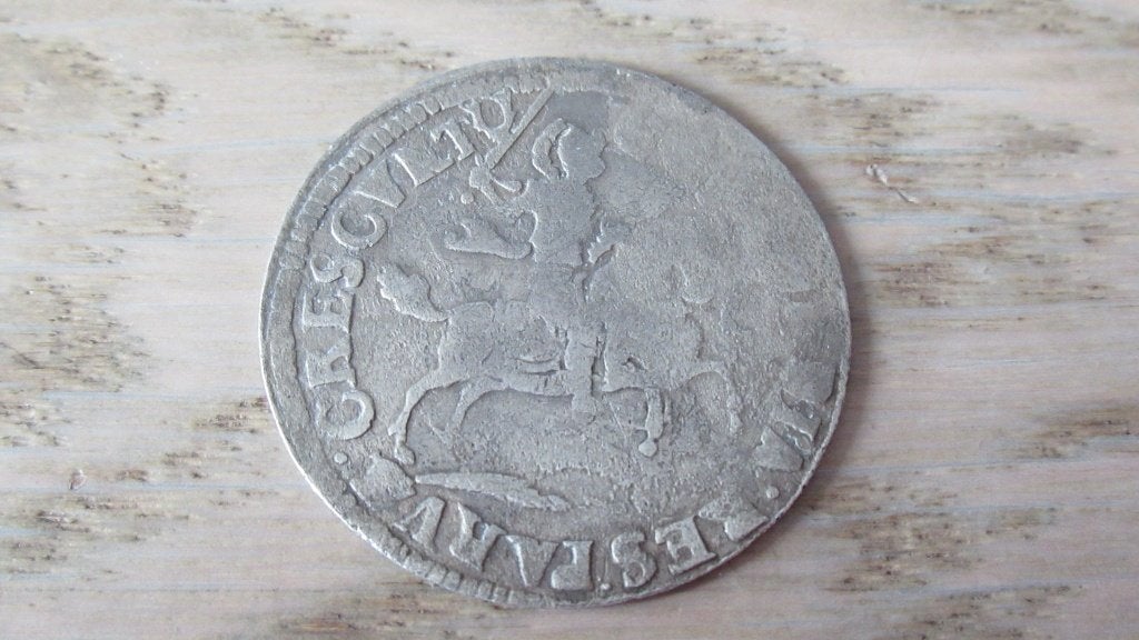 Zilveren provinciale 6 stuiver Zutphen 1688 / bodemvondst, Vóór koninkrijk, Zilver, Losse munt, Overige waardes