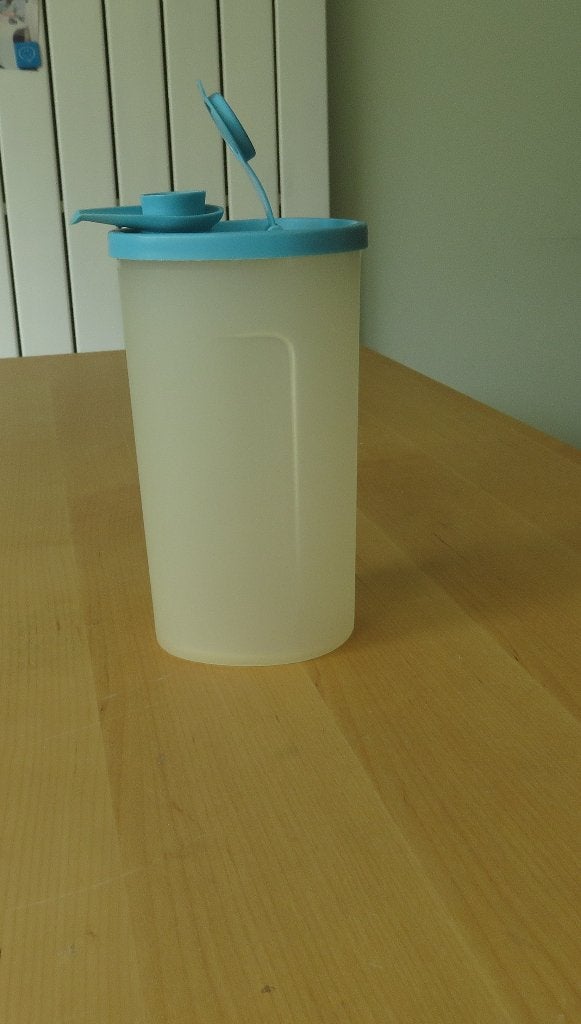 Tupperware Schenkkan/Strooibus Blauw Deksel, Ophalen, Gebruikt, Beker of Kan, Met deksel