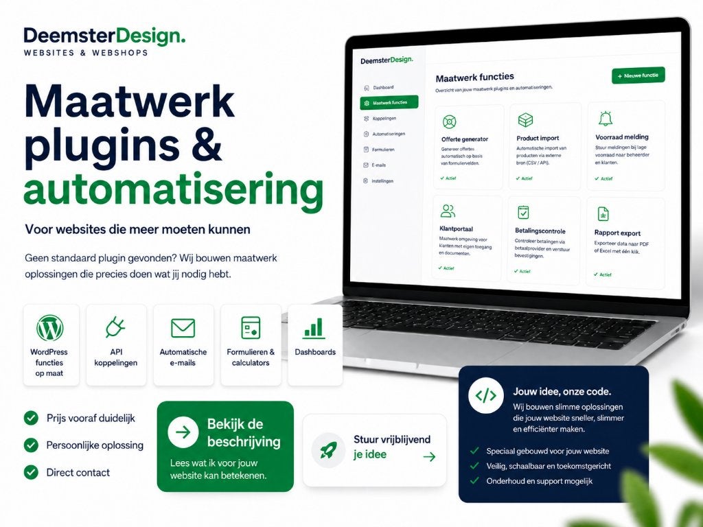 Maatwerk plugins, websitefuncties & automatisering, Website Bouw