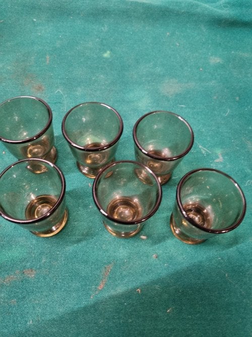 eierdoppen bruin rookglas france zes stuks, Ophalen of Verzenden
