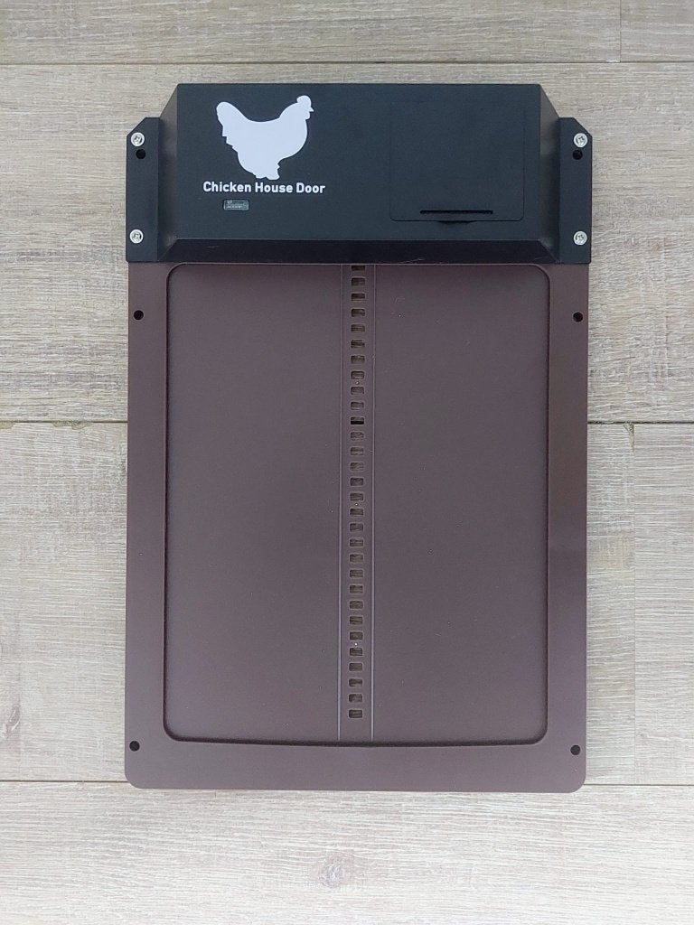 Automatische kippendeur/luik - op lichtsensor - bruin, Dieren en Toebehoren, Ophalen of Verzenden, Nieuw, Kippenhok of Kippenren