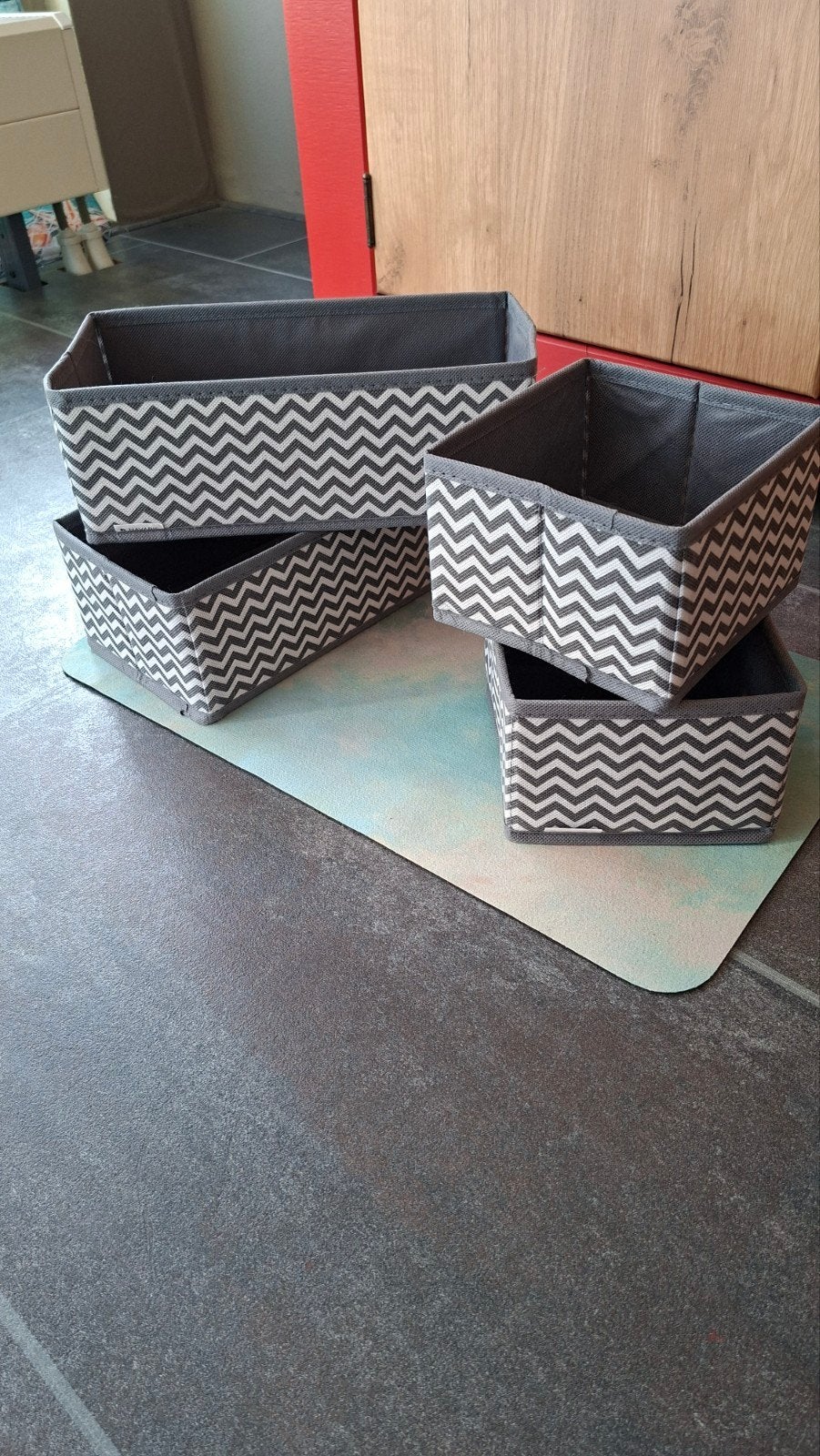 Novaris stoffen opbergboxen set van 4 opvouwbare opbergmande, Mand, Textiel, Rond, Nieuw