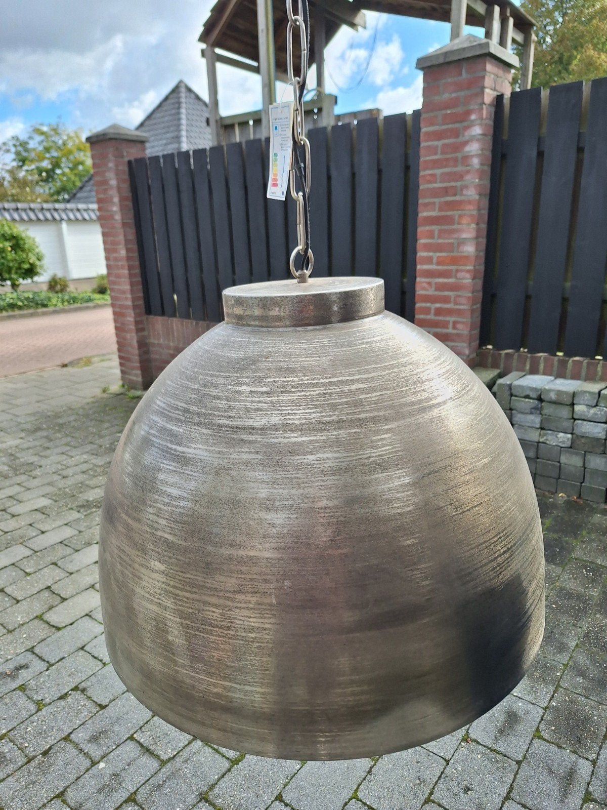 2x Grote metalen lampenkappen - Hanglampen, doorsnee 60cm, 48 cm, Rond, Nieuw, Grijs