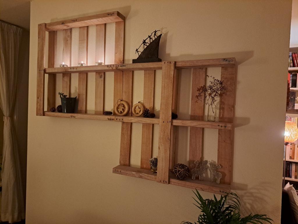 Uniek Pallet Wandmeubel - Eiken Whitewash, Ophalen, Met plank(en), 100 tot 150 cm, 150 tot 200 cm
