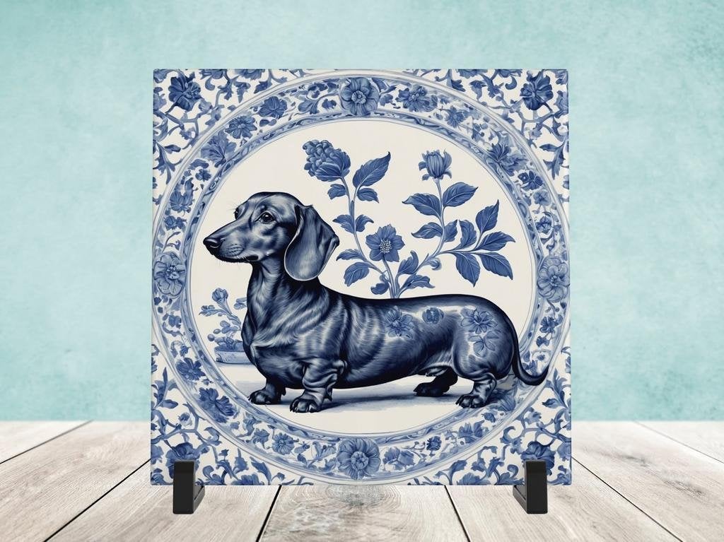 Teckel Delfts Blauw tegel incl voet, Ophalen of Verzenden, Nieuw
