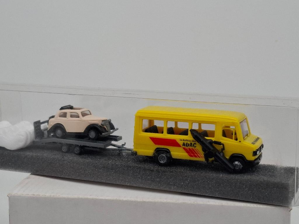 Wegenwacht sleepdienst Mercedes 507 met aanhanger 1/87, Verzenden, Zo goed als nieuw, Auto, Overige merken