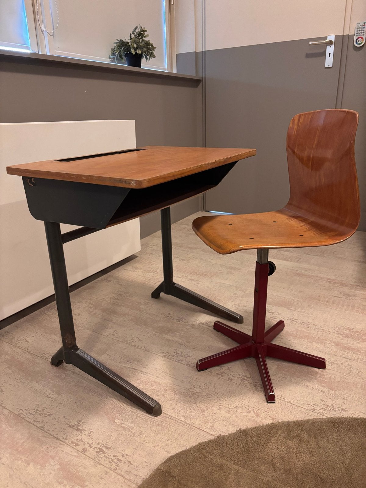 Vintage schoolbankje met stoel - Jaren '60 design, Ophalen