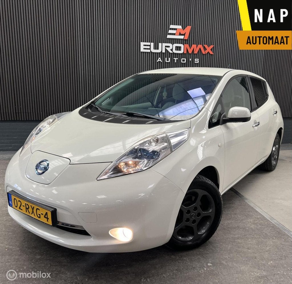 Nissan LEAF Base 24 kWh NAP - Keyless -Cruise - Airco, Auto's, Stof, Gebruikt, Beige, Wit