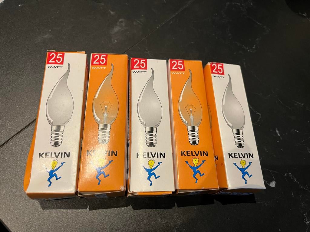 5x Kelvin 25 Watt Kaarslampen - Nieuw in Doos, Ophalen of Verzenden, Nieuw