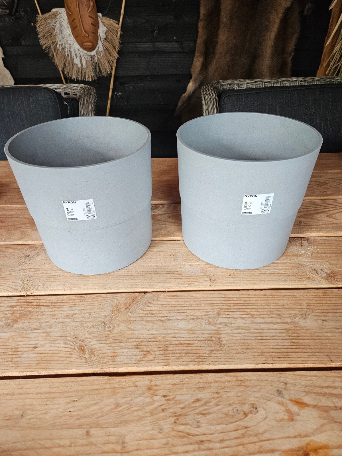 IKEA NYPON Bloempotten - Set van 2, 25 tot 40 cm, Kunststof, Rond, Ophalen of Verzenden