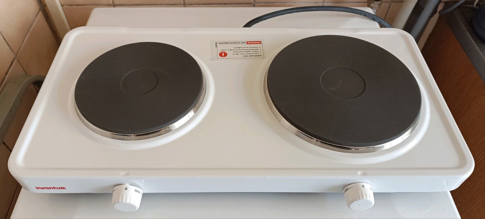 Inventum KP21 Dubbele Elektrische Kookplaat - izgst, 3 kookzones of minder, Ophalen of Verzenden, Zo goed als nieuw, Vrijstaand