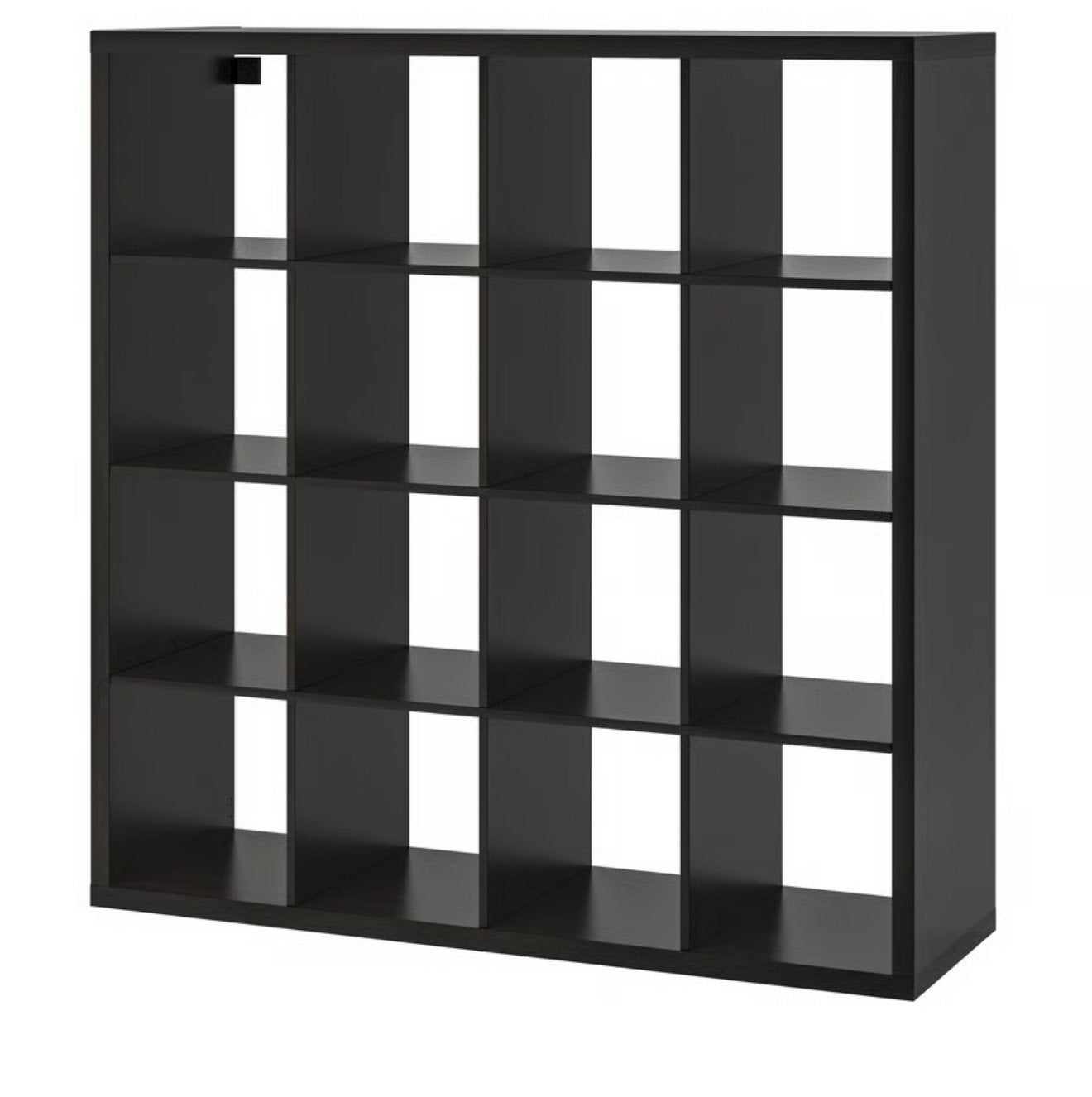 IKEA Kallax Kast 4x4 Vakken Zwart/Bruin, Ophalen, Met plank(en), 100 tot 150 cm, Zo goed als nieuw
