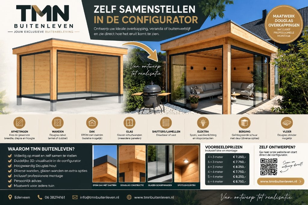 Douglas Overkapping op Maat | Zelf Ontwerpen + Montage, Ophalen of Verzenden, Nieuw, Veranda