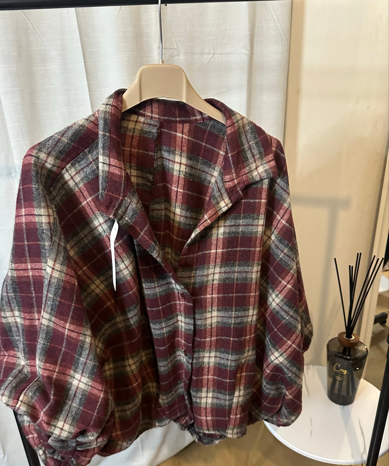 Rode geruite blouse - One Size, Kleding | Dames, Ophalen of Verzenden, Gedragen, Maat 38/40 (M), Rood