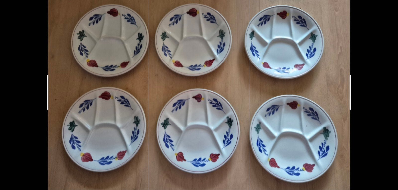 6 Boerenbont fondue/gourmet borden, Ophalen, Zo goed als nieuw, Aardewerk, Bord(en)