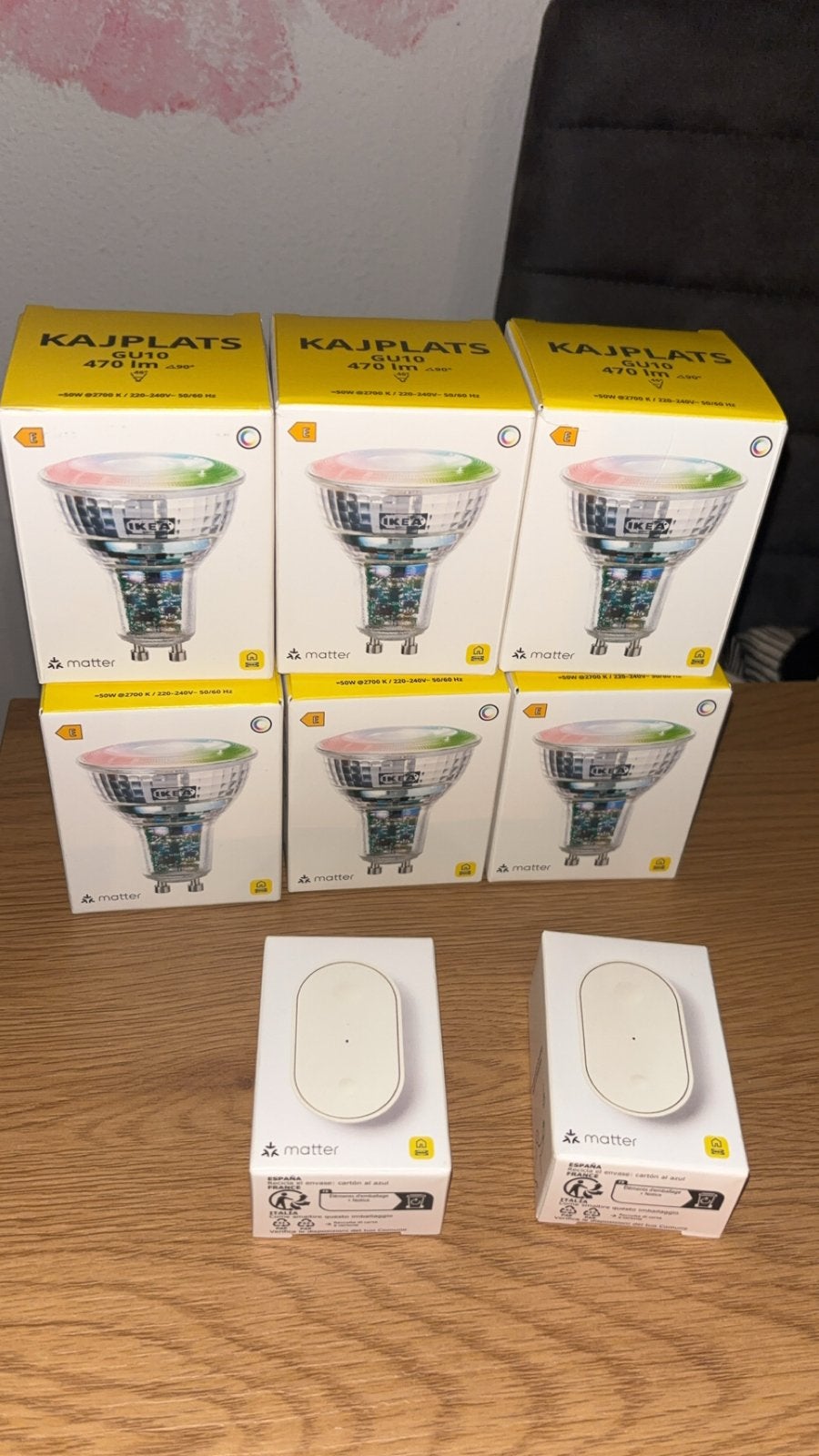IKEA Kajplats GU10 gekleurde smart lampen, 30 tot 60 watt, Meerkleurig, GU10, Nieuw