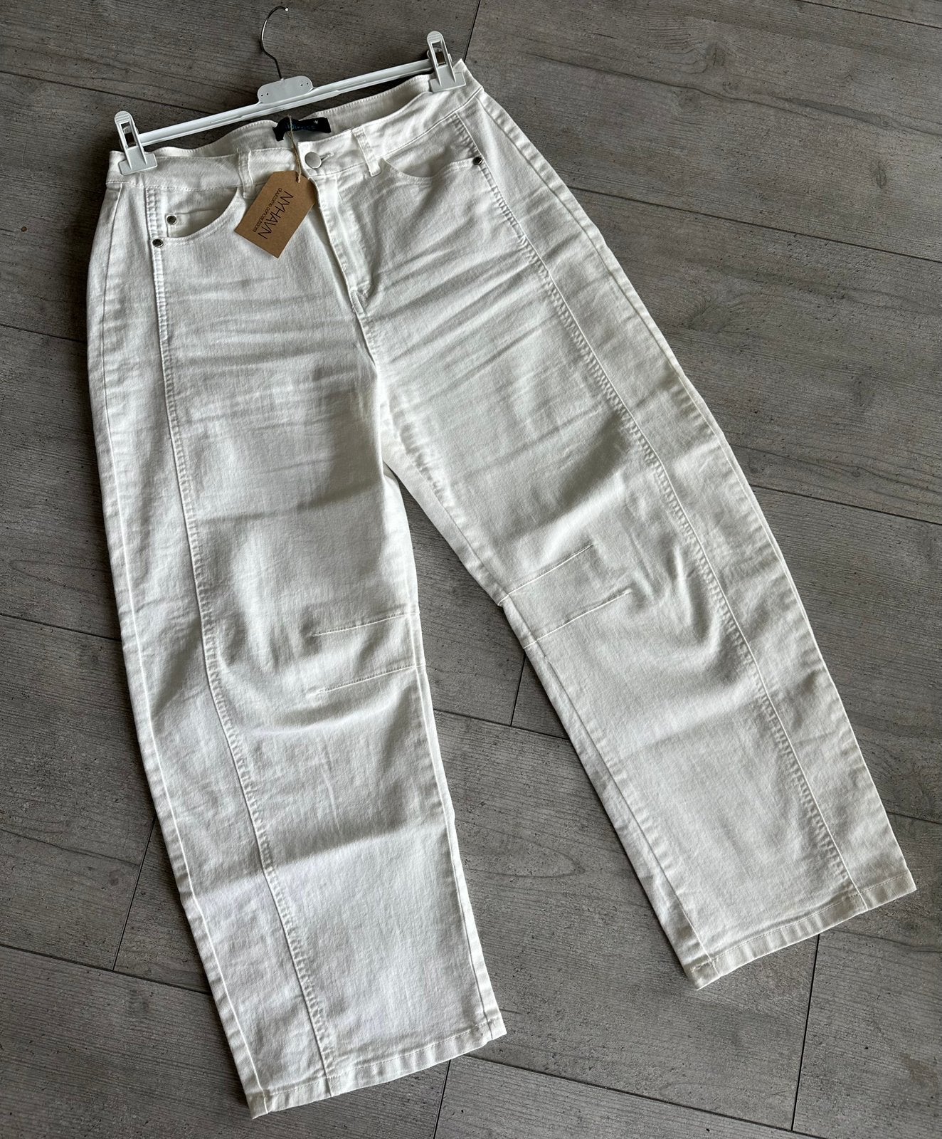 Barrel broek , stretch, 3 kwart , XL , nieuw., Wit, Maat 42/44 (L), Nieuw, Ophalen of Verzenden