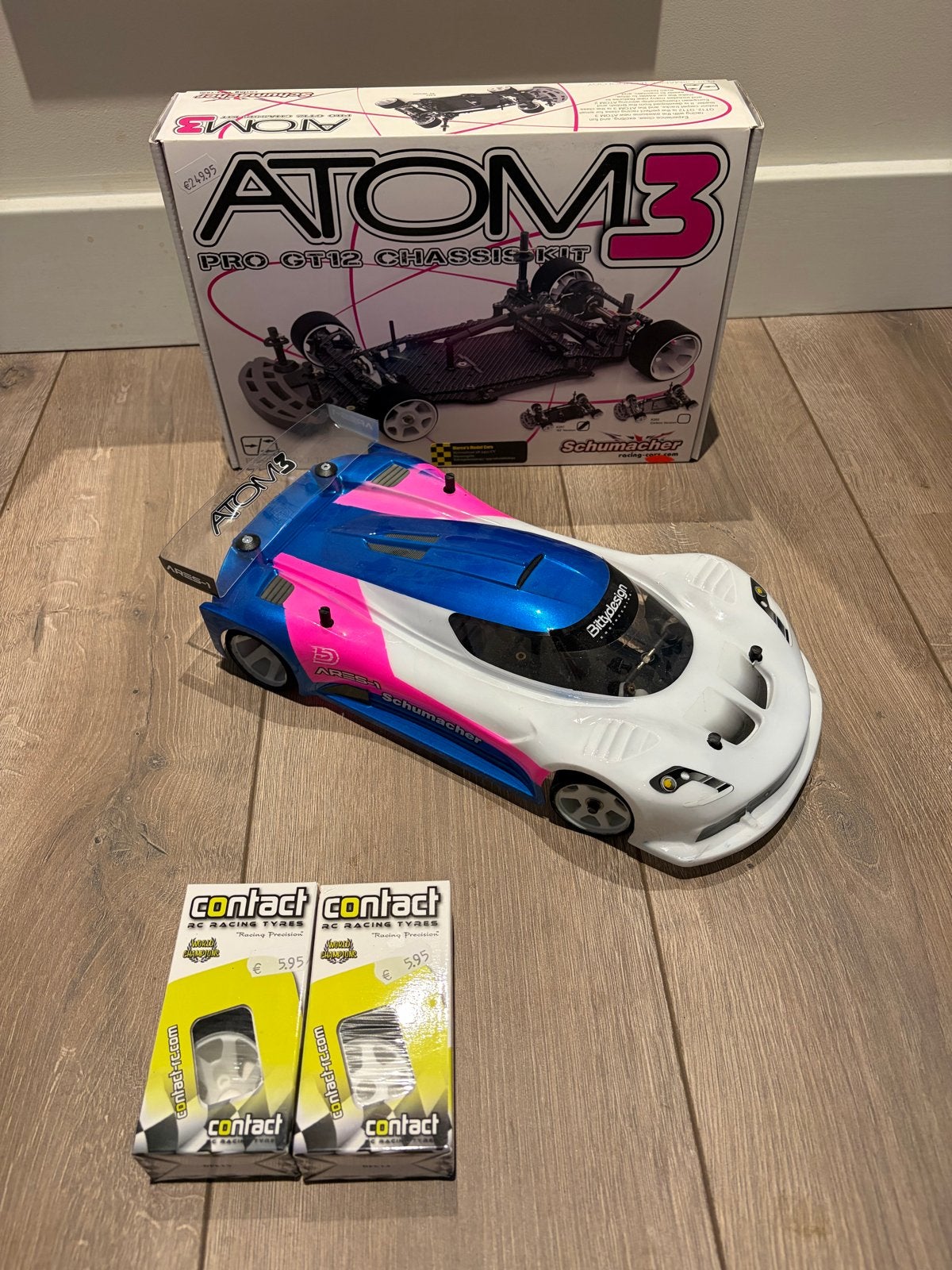 Schumacher Atom 3 1:12 RC Pan Car roller, Hobby en Vrije tijd, Elektro, Gebruikt, Ophalen of Verzenden, Auto onroad