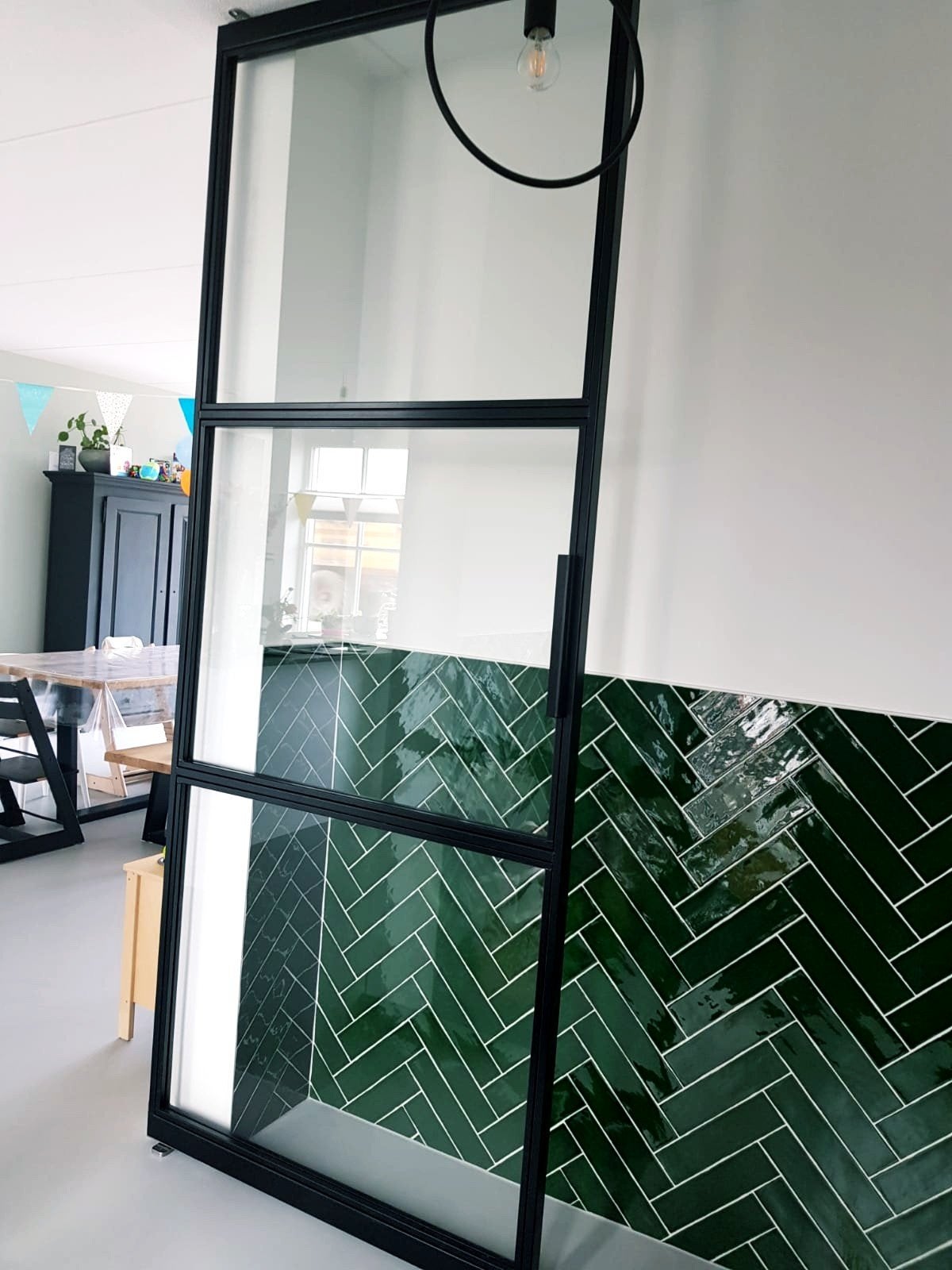 Stalen taatsdeur op maat gemaakt. Brons, rookglas, 80 tot 100 cm, 215 cm of meer, Binnendeur, Nieuw