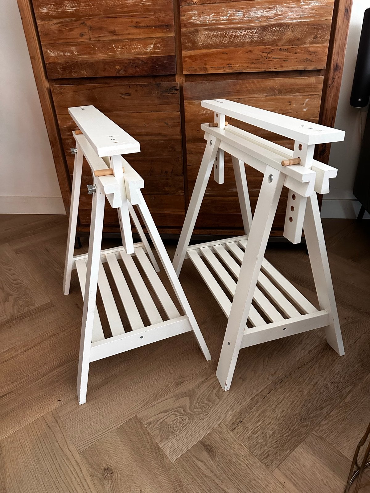 IKEA MITTBACK schraag, wit massief hout, 58x70/93 cm, Ophalen, Overige typen, Gebruikt, Scandinavisch