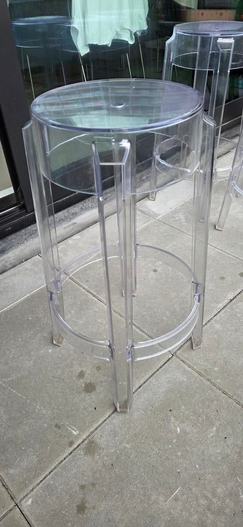Set van 4 Kartell Charles Ghost barkrukken 75 cm transparant, Ophalen, Kunststof, Gebruikt, 60 tot 90 cm