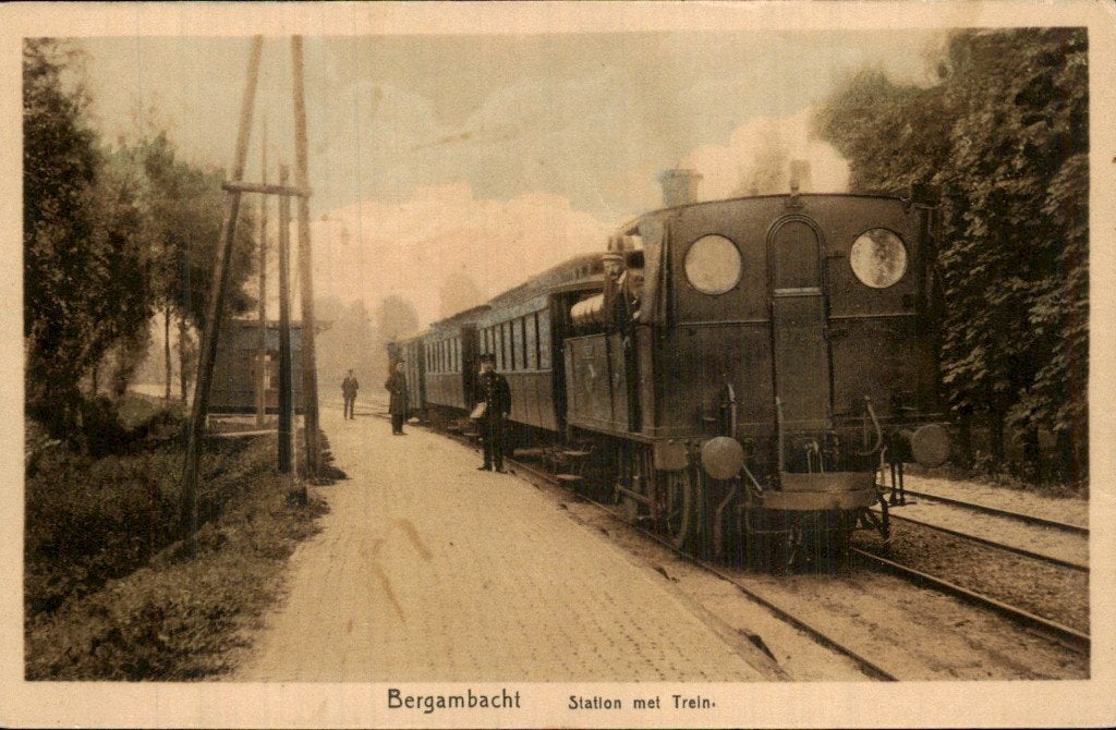 Bergambacht - Station - met trein, Ophalen of Verzenden, Voor 1920, Gelopen, Zuid-Holland