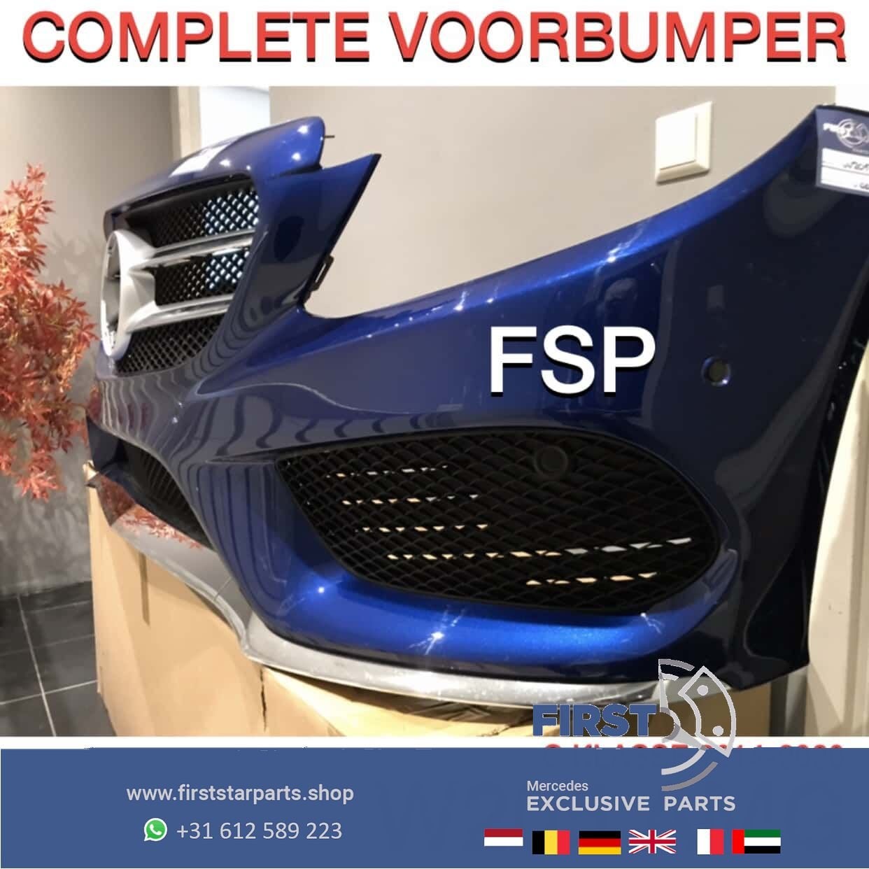 W205 AMG LINE VOORBUMPER COMPLEET BLAUW Mercedes C Klasse 20, -, Voor, -, Bumper