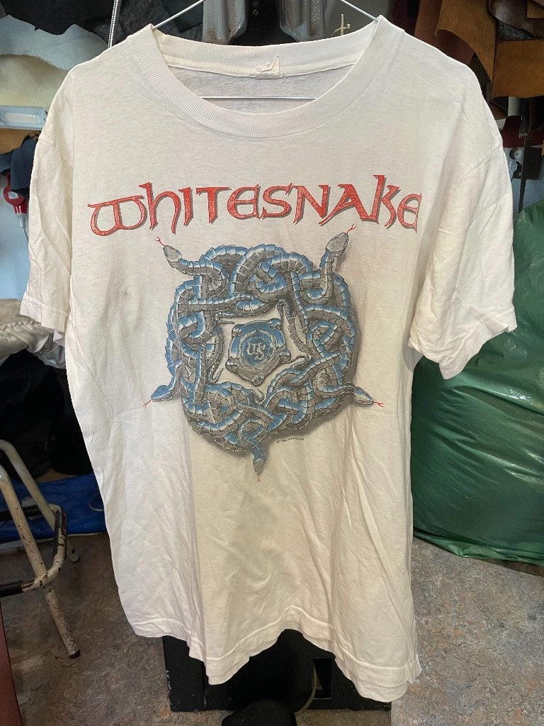 Whitesnake Liquor & Poker World Tour 1990 Shirt origineel, Ophalen of Verzenden, Gedragen, Maat 52/54 (L), Wit