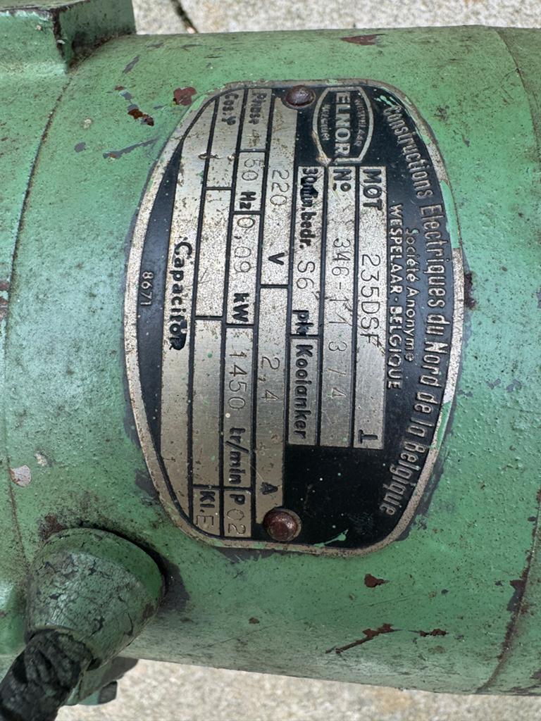 Vintage Elnor Elektromotor 0.09 kW, 1450 t/min, Ophalen of Verzenden, Gebruikt, Elektromotor, 1400 tot 1800 rpm