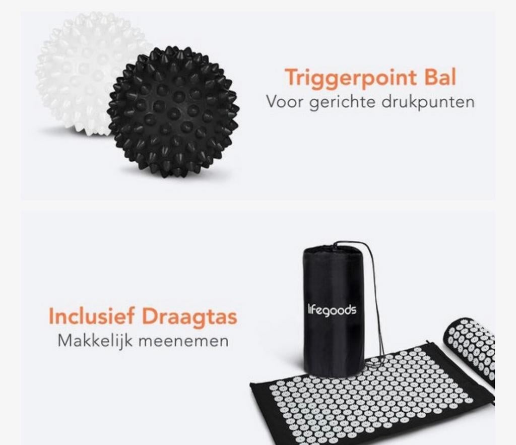 Acupressuurmat met kussen, triggerpoint ballen en draagtas, Ophalen of Verzenden, Nieuw, Overige typen