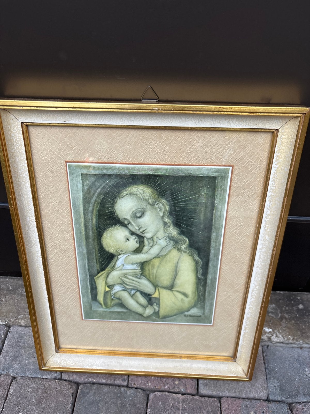 Klassiek schilderij: Moeder en kind, Ophalen, Paneel, Portret of Personen, Gesigneerd